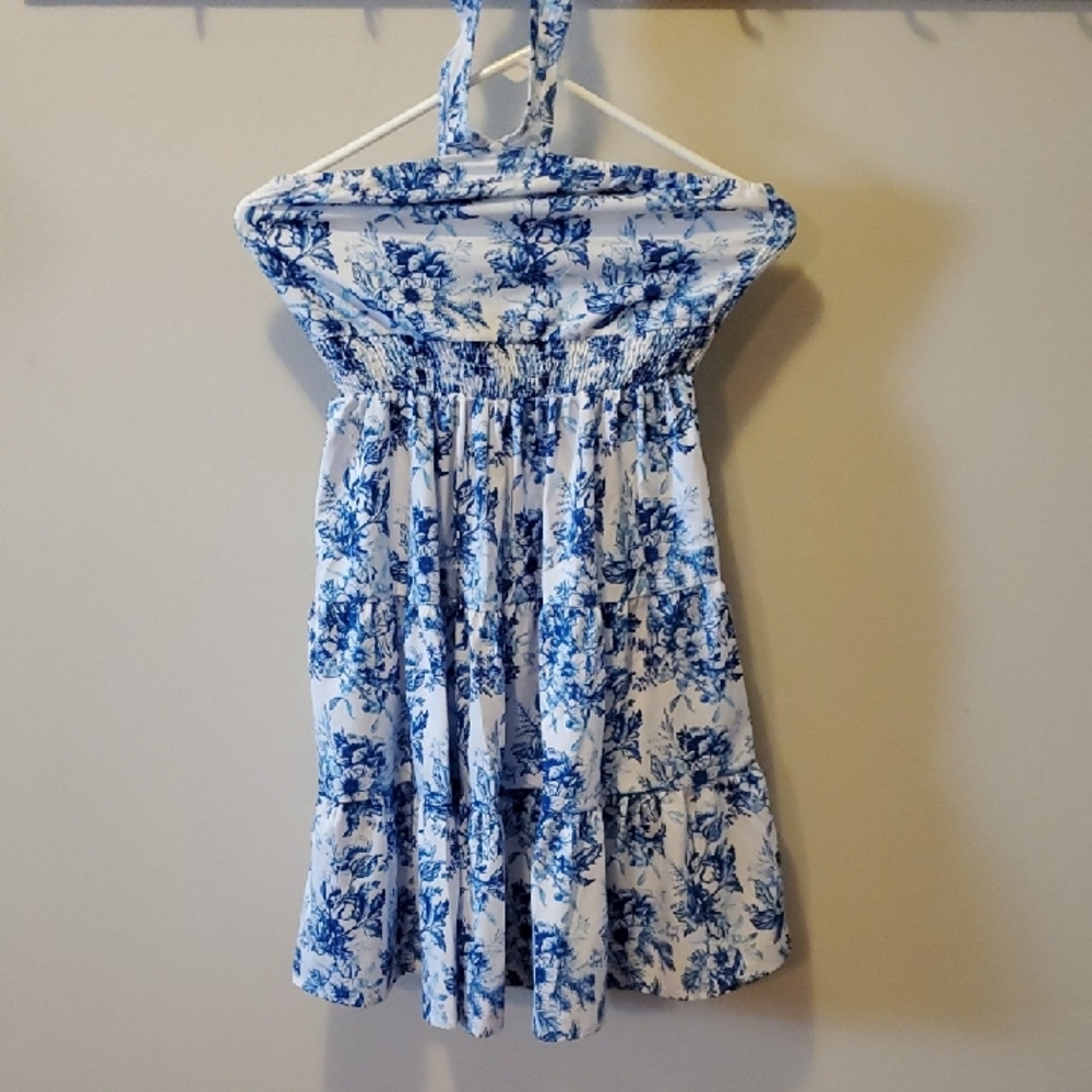 Grace Karin Blue Floral Kids Dress